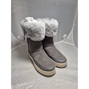 💥 Koolaburra by UGG Tynlee Waterproof Suede Faux Fur Boots Grey Size 7